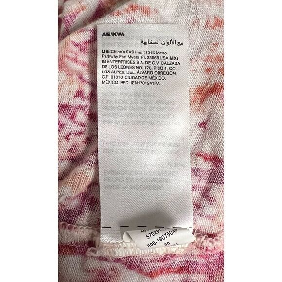 Chico's Women's 3P Multicolor Linen Cheetah Ikat V-Neck Short Sleeve Tee - Picture 6 of 7